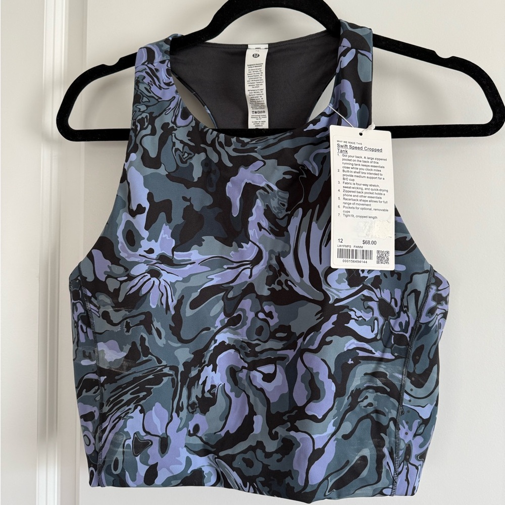 NWT Lululemon Swift Speed Cropped Tank in Flower Meld Multi